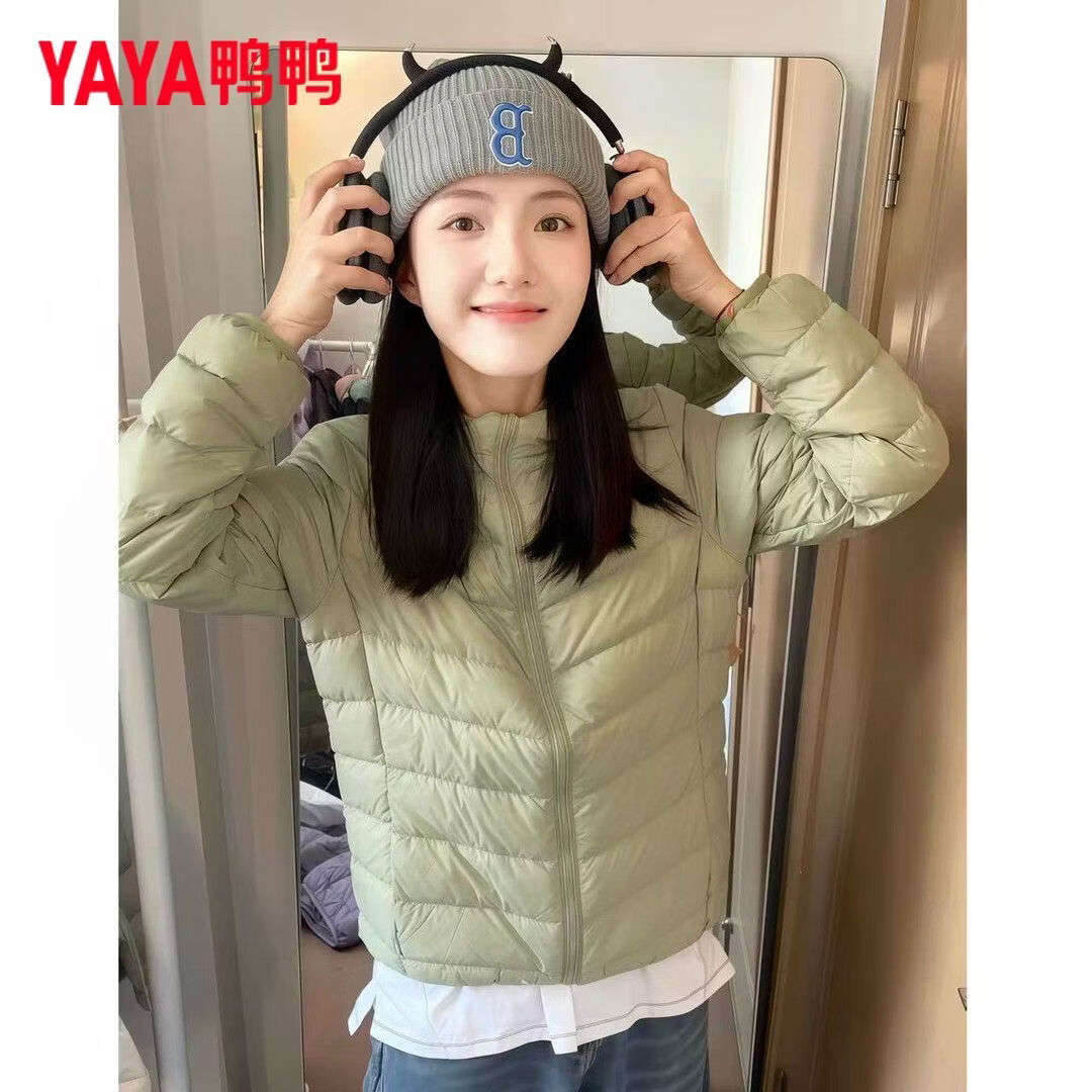 鸭鸭（YAYA）轻薄排骨羽绒服女短款秋冬新款保暖百搭时尚纯色立领外套 黑色（立领） 4XL 155-170斤