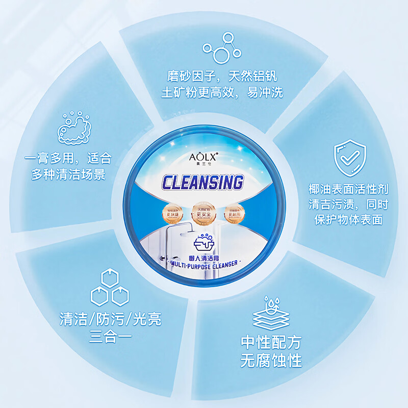 奥兰仕 AOLX小白膏去污膏白鞋专用清洁剂清洁膏擦鞋多功能不锈钢浴室瓷砖玻璃 1罐香草奶油【1罐*450g】