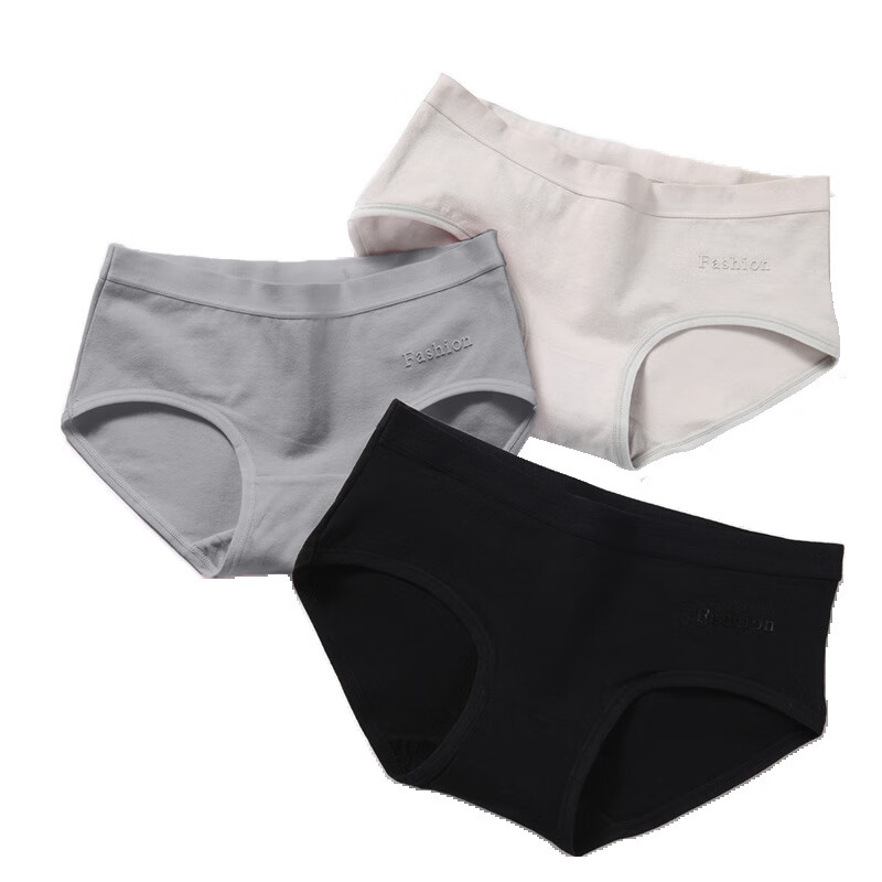 稚蝶女士内裤纯棉内裤女纯色中腰无痕学生三角内裤少女内裤 混色随机字母 8条 L L码 建议100-120斤