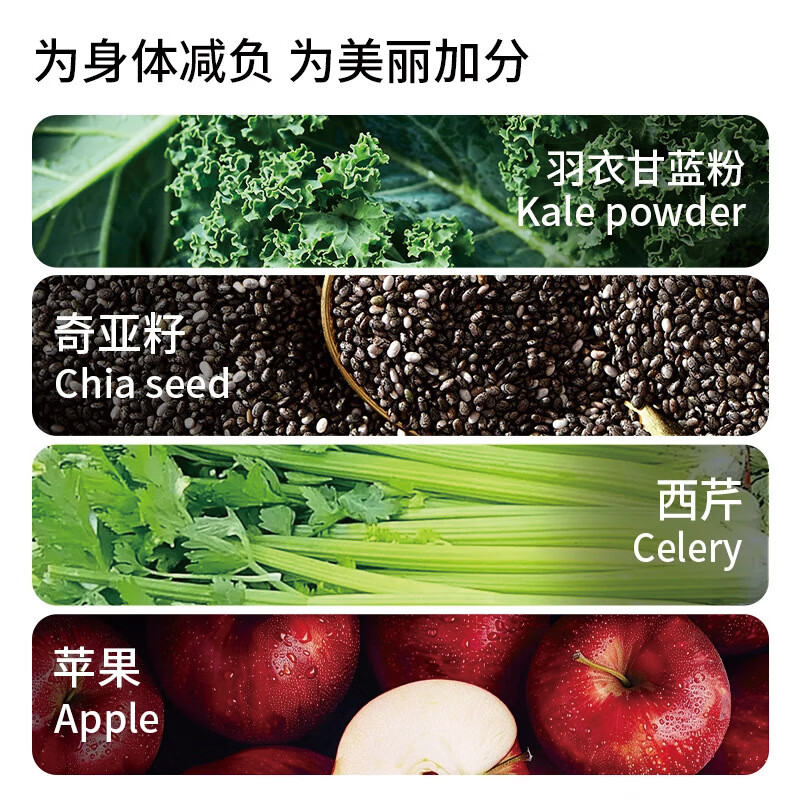 羽衣甘蓝奇亚籽西芹粉代餐粉早餐膳食纤维果蔬粉即食冲饮 【周期装】 150g*3盒 （买三送二）
