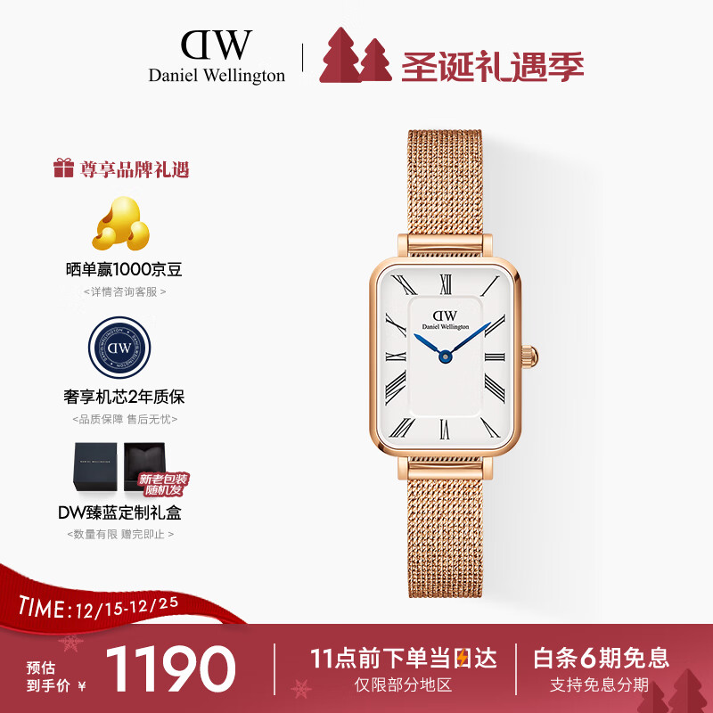 丹尼尔惠灵顿（DanielWellington）DW手表女时尚欧美表小蓝针罗马盘小方表送女友节日礼物DW00100687