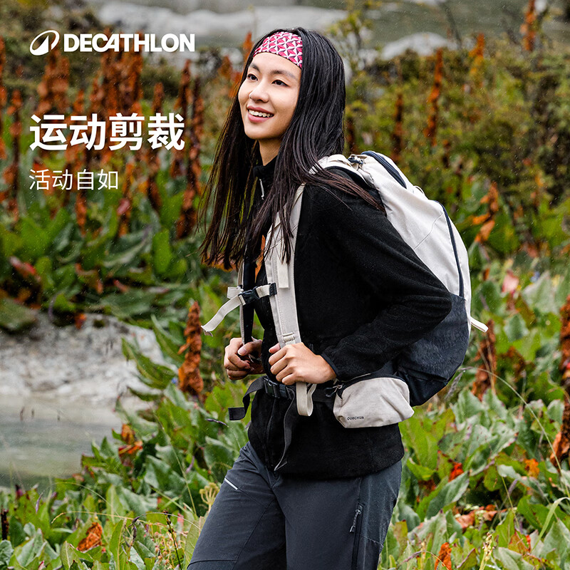 迪卡侬MH100摇粒绒女内胆保暖上衣加厚秋冬户外抓绒衣紫色2XL-4601677