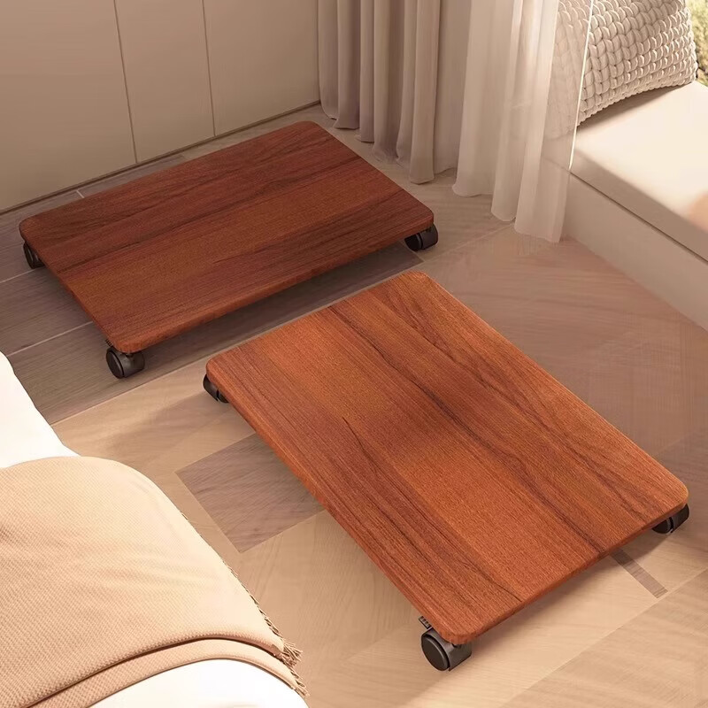 馨婺家收纳箱底座可移动整理箱置物板带滑轮托盘托架带轮落地家用置物架 胡桃色【30*35】加固加厚