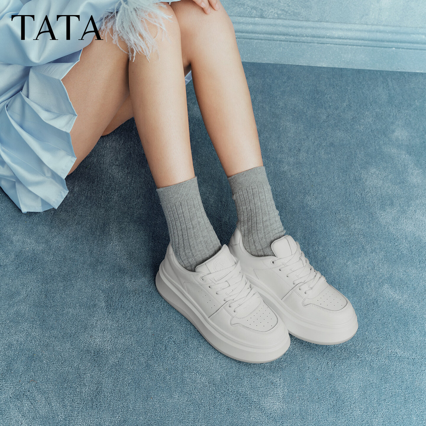 他她（TATA）TATA孙乐言同款小白鲸厚底休闲板鞋女加绒 白色AM6 36
