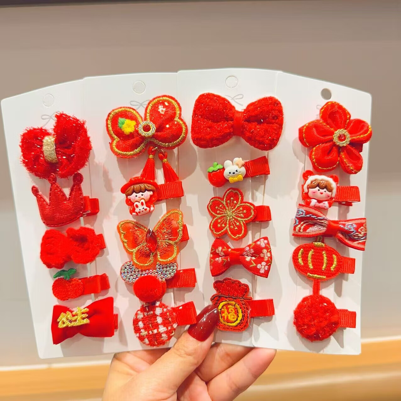 【好物优选】儿童宝宝包布发夹不伤发新年头饰小女孩发饰可爱过年 06#吉祥钱袋