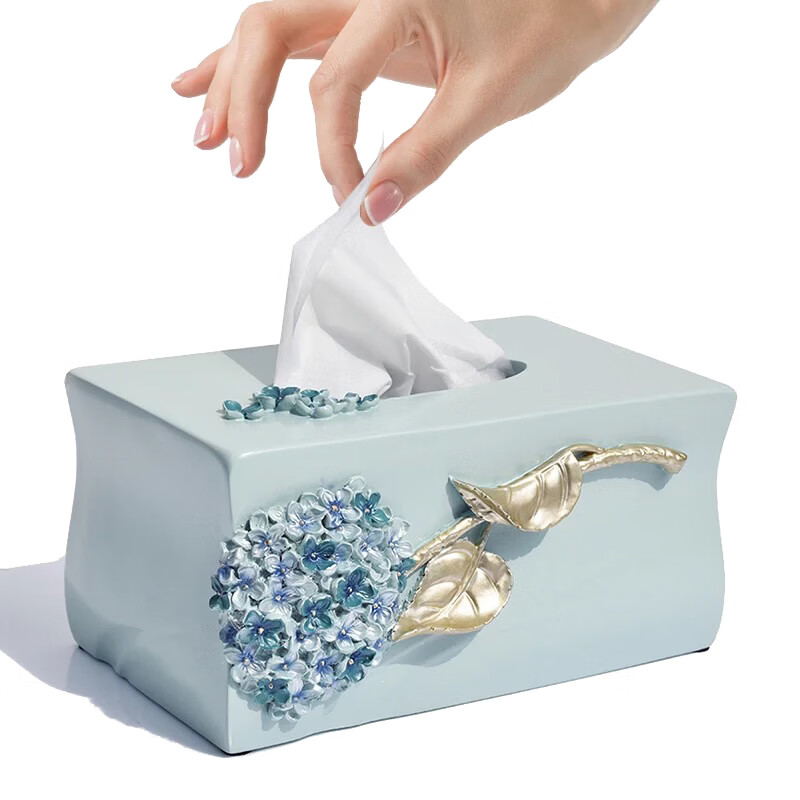 北欧风家用客厅抽纸盒车用紫阳花纸巾盒 紫阳花圆形纸巾款