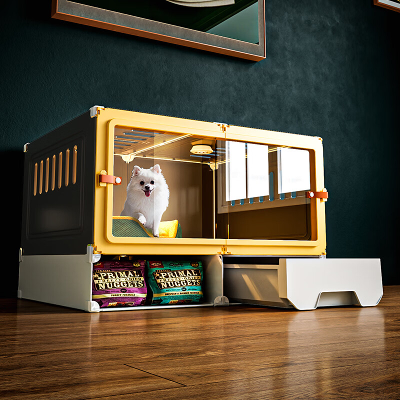 蔻丝狗笼子小型犬带厕所分离狗窝豪华别墅智能遥控灯厕所一体