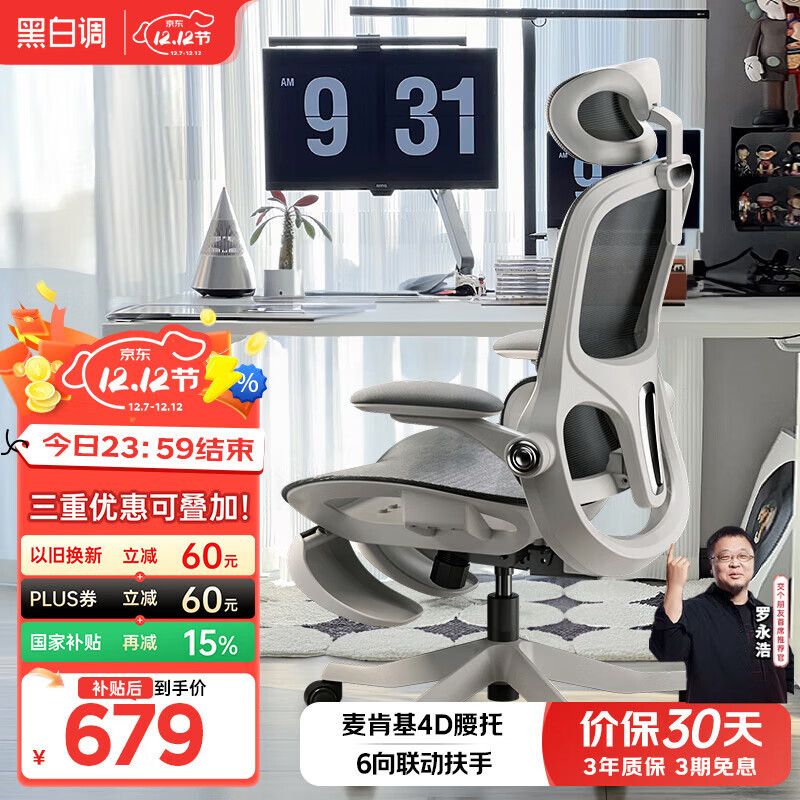 黑白调P2 Pro人体工学椅电脑椅办公椅人工力学座椅学习电竞椅子国家补贴