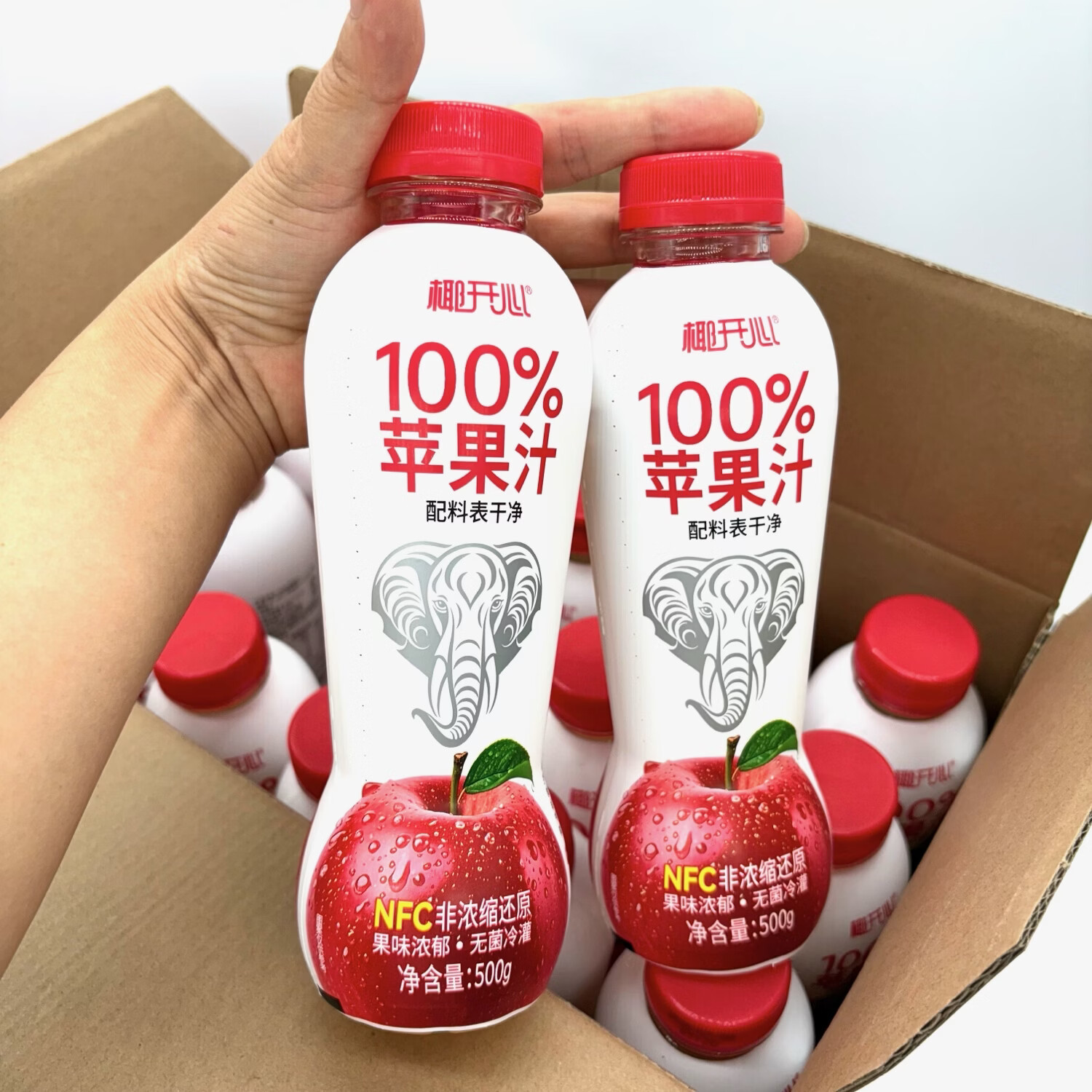 椰开心500ml椰开心100%苹果汁含NFC苹果汁原浆果汁过年瓶装饮料整箱批发 500ml椰开心苹果汁15瓶【整箱】