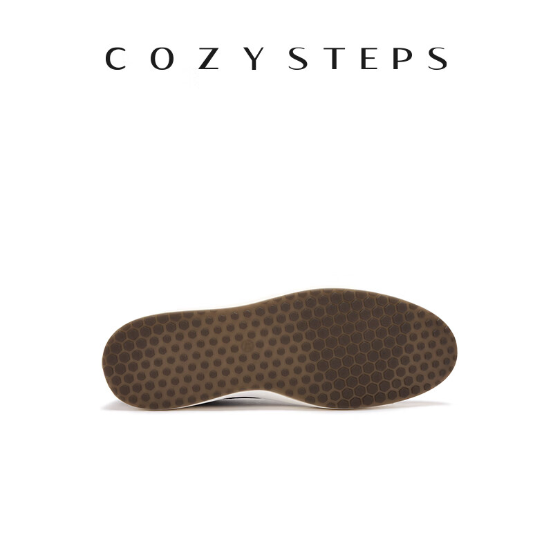 COZY STEPS可至男士26春夏新款头层牛皮冲孔板鞋透气轻盈系带简约休闲鞋 黑色 44