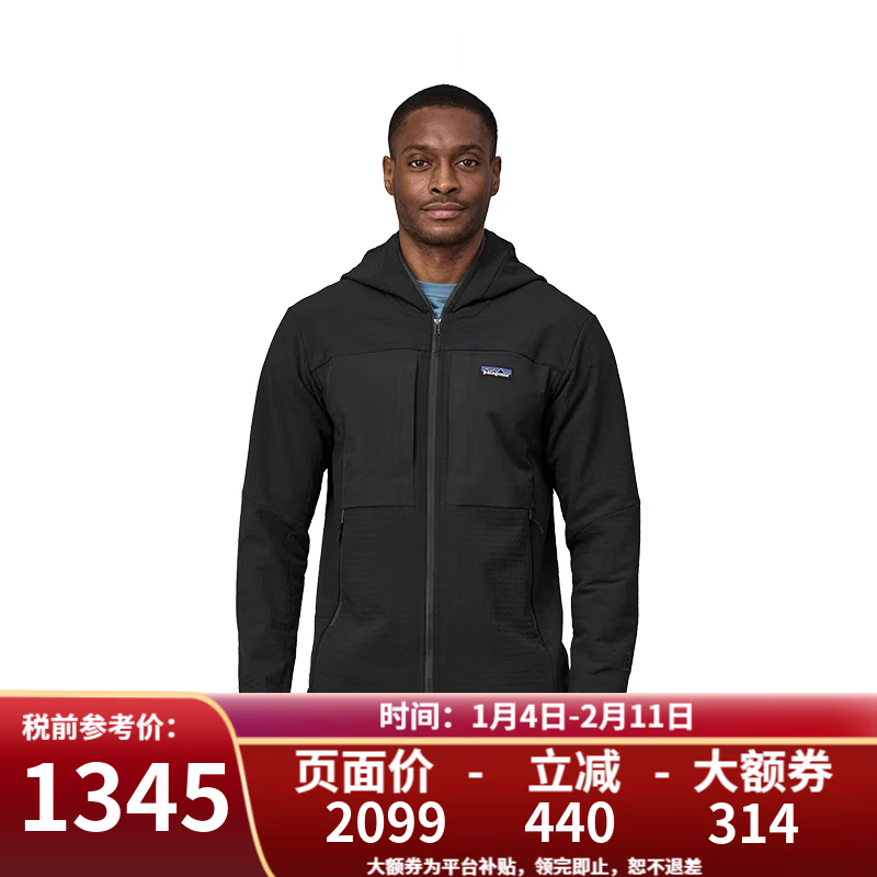 巴塔哥尼亚（Patagonia）R2 TechFace男女抓绒衣潮流软壳春季秋季83625/83626 83730/83731男款-BLK-黑色-R2 TechFace Hoody XL