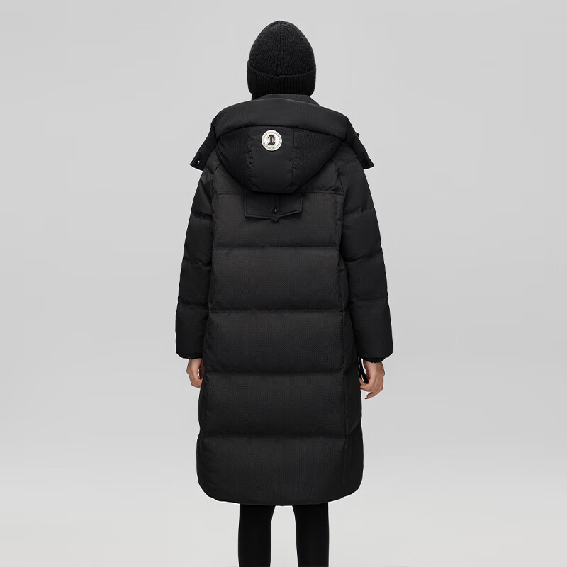 南极人（Nanjiren）长款羽绒服女士2025新款可脱卸帽子潮流时尚通勤保暖外套30850 黑色 XS (155/80A)