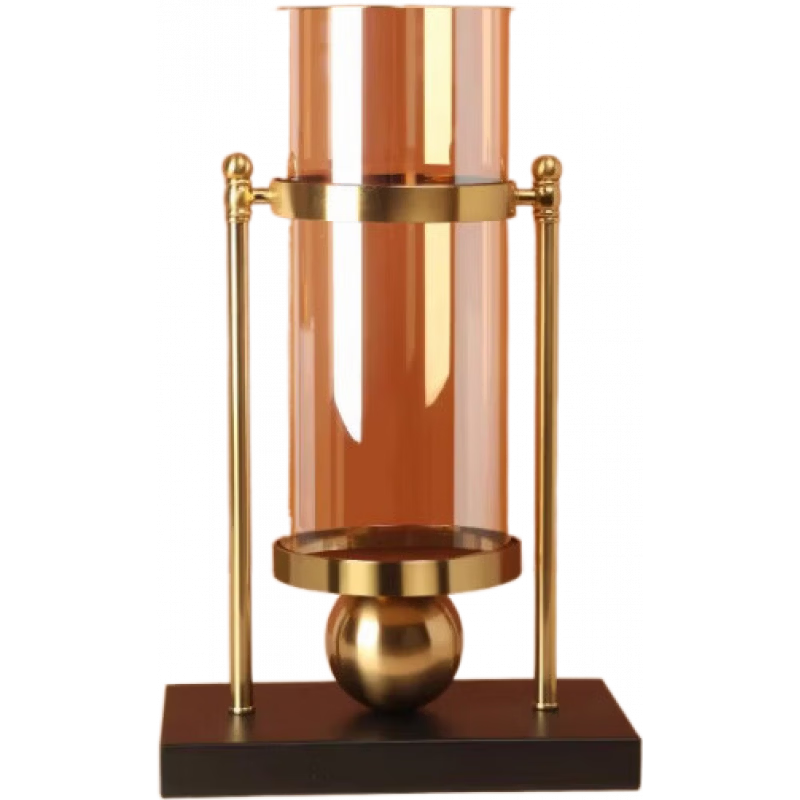 贝汉美（BHM）北欧轻奢玻璃花瓶摆件客厅插花透明创意电视柜餐桌家居装饰 轻奢金属花瓶