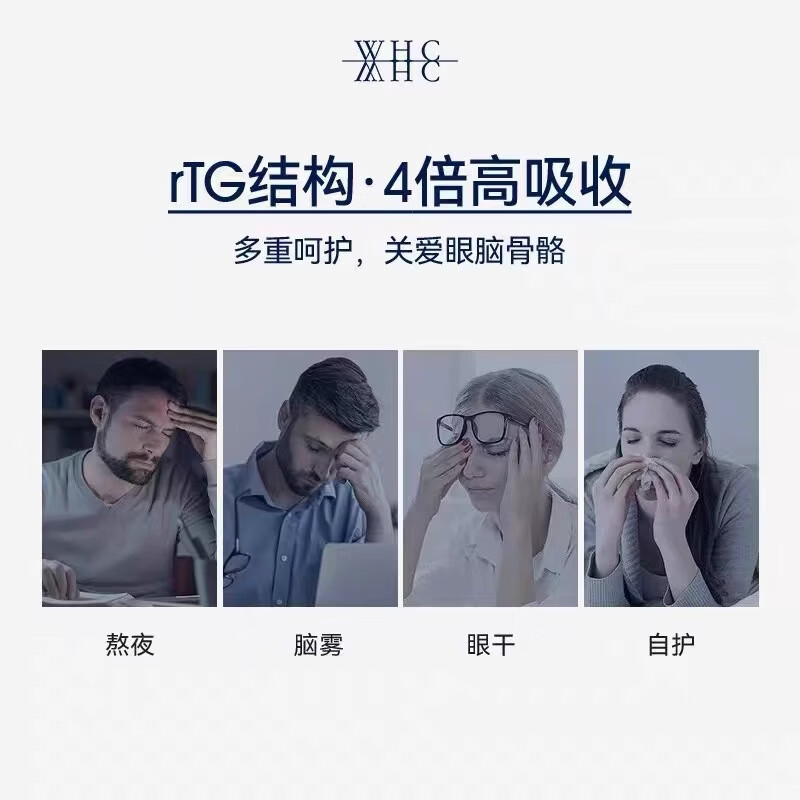 WHC小千金鱼油Unocardio1000深海鱼油omega3维生素D3成人60粒/盒 2盒【120粒】进阶装 120粒*2盒