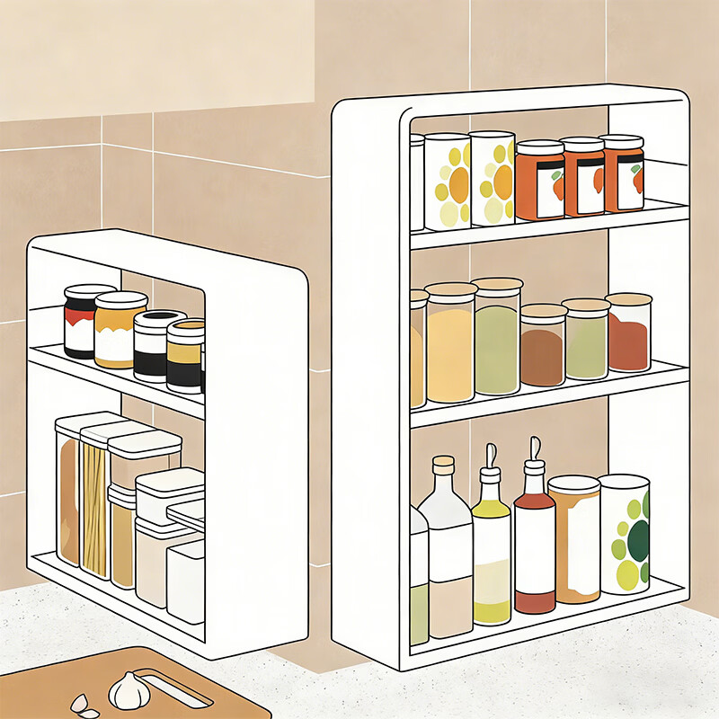 尔思家厨房调料置物架调味料免打孔壁挂式收纳架多功能免安装油盐酱醋架 【高款】三层无抽屉