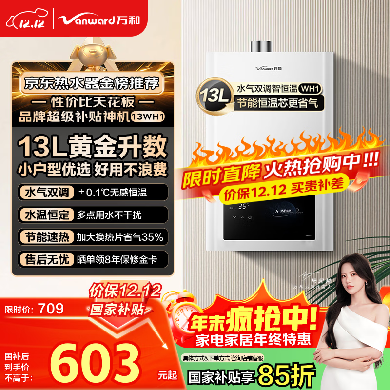 万和燃气热水器【小宇宙WH1】 13升天然气恒温家用节能省气防冻6重净精滤 以旧换新 国家补贴15% 13WH1
