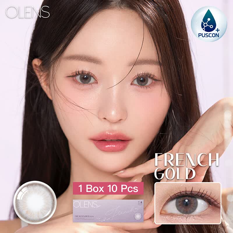 olens日抛FRENCH GOLD 3CON 美瞳10片 彩色隐形眼镜 韩国原装进口 HAZEL榛木棕 500度