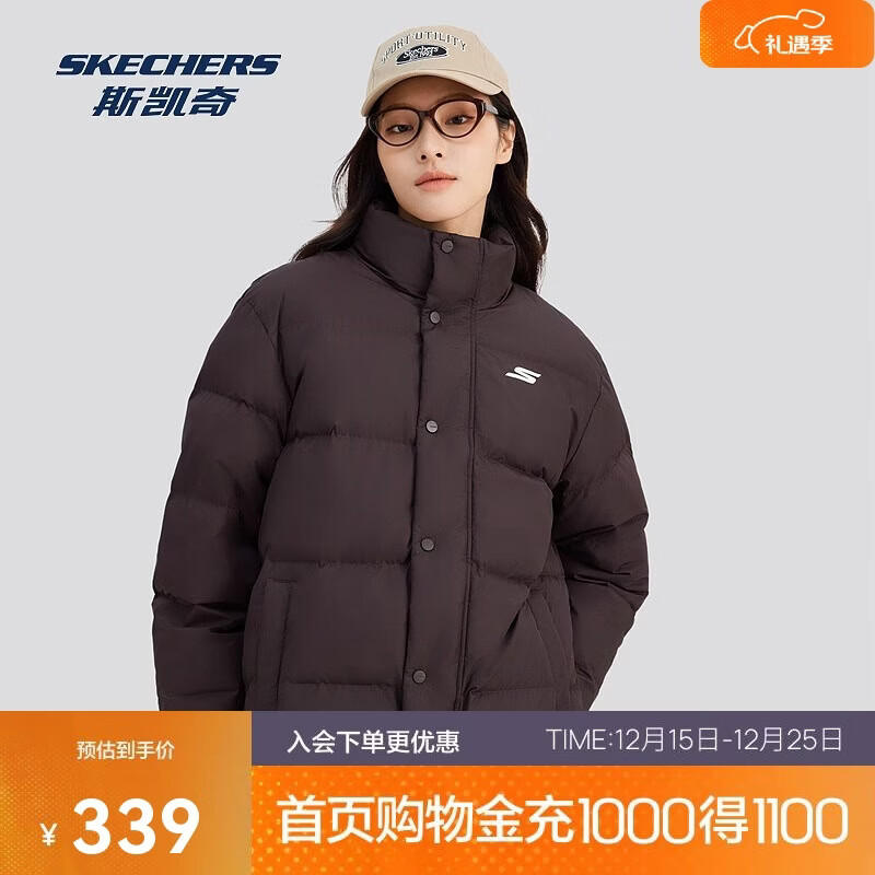 斯凯奇圣诞礼物2025冬季保暖时尚百搭男女同款羽绒外套P423U038
