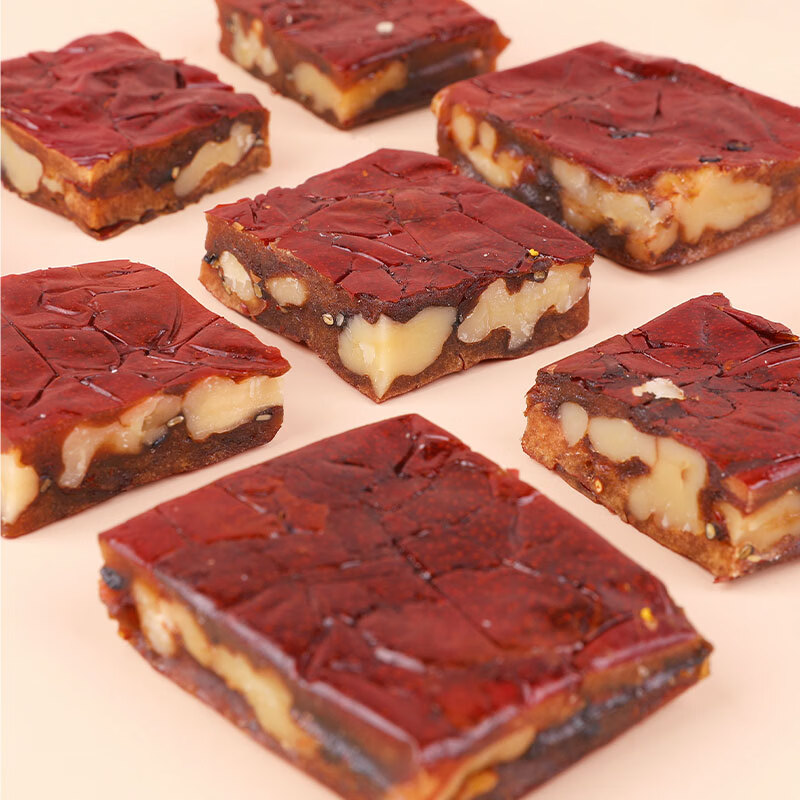 枣粮先生枣仁派零食香糯新疆红枣夹核桃夹心即食独立包装枣糕零食年货礼品 枣仁派205g*4/箱