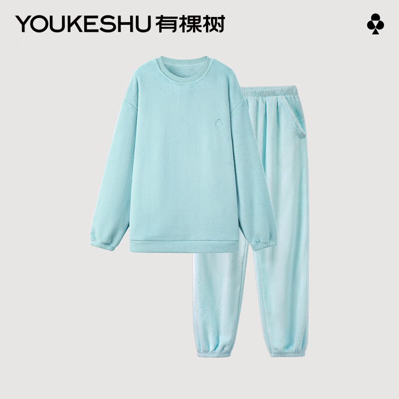 有棵树女士睡衣女冬季加绒加厚女款居家保暖睡衣可外穿家居服长袖套装 【女款】薄荷绿 L