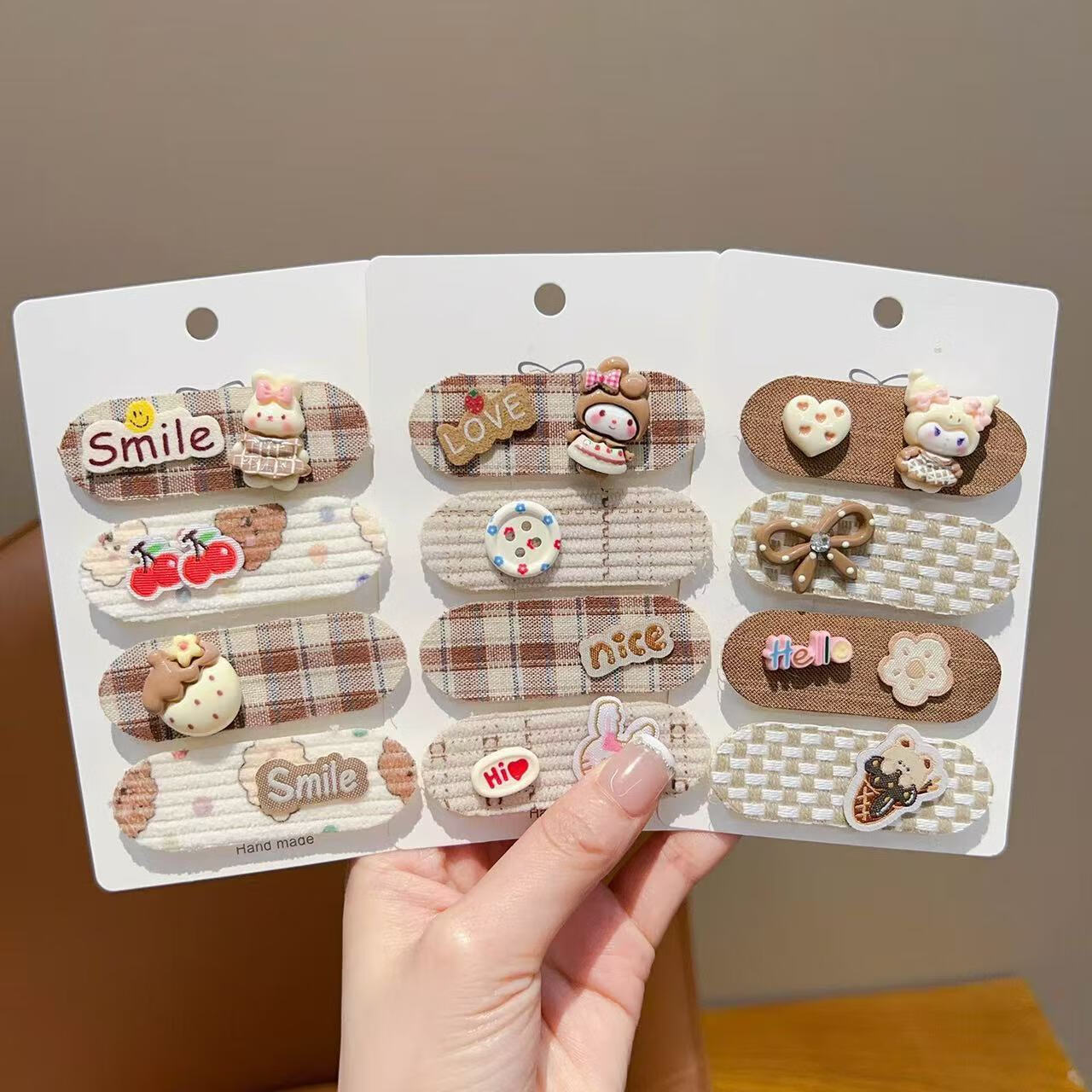 秋冬咖色碎发贴儿童刘海贴后脑勺女童魔术贴可爱头饰发饰宝宝百搭 02#美乐蒂碎发贴