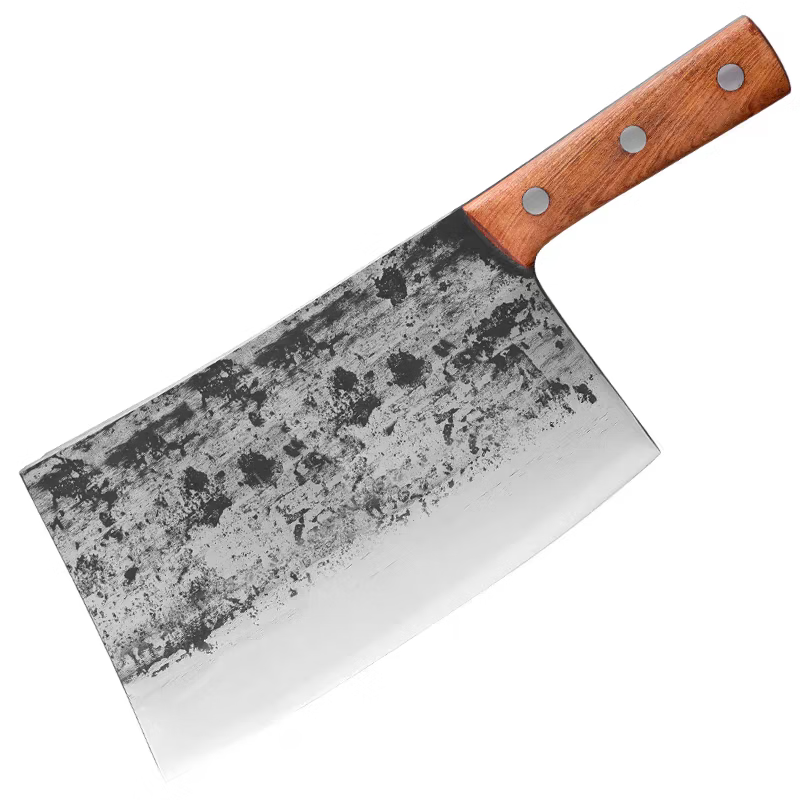 手工锻打砍骨刀商用斩骨刀斩骨头专用刀屠夫卖肉专用刀家用剁骨刀 【约3.5斤-肉摊档商用】平头斩骨刀