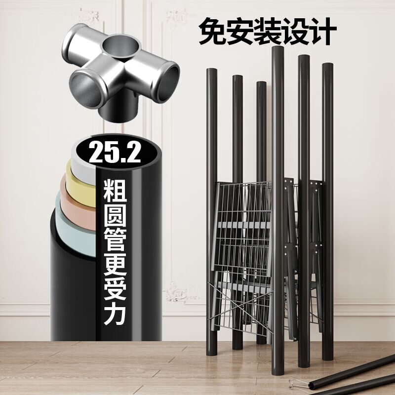 同款一体免安装衣柜简易折叠布收纳家用衣橱卧室出租房用钢 莫兰迪蓝【1.0米速装】加粗管带围挡