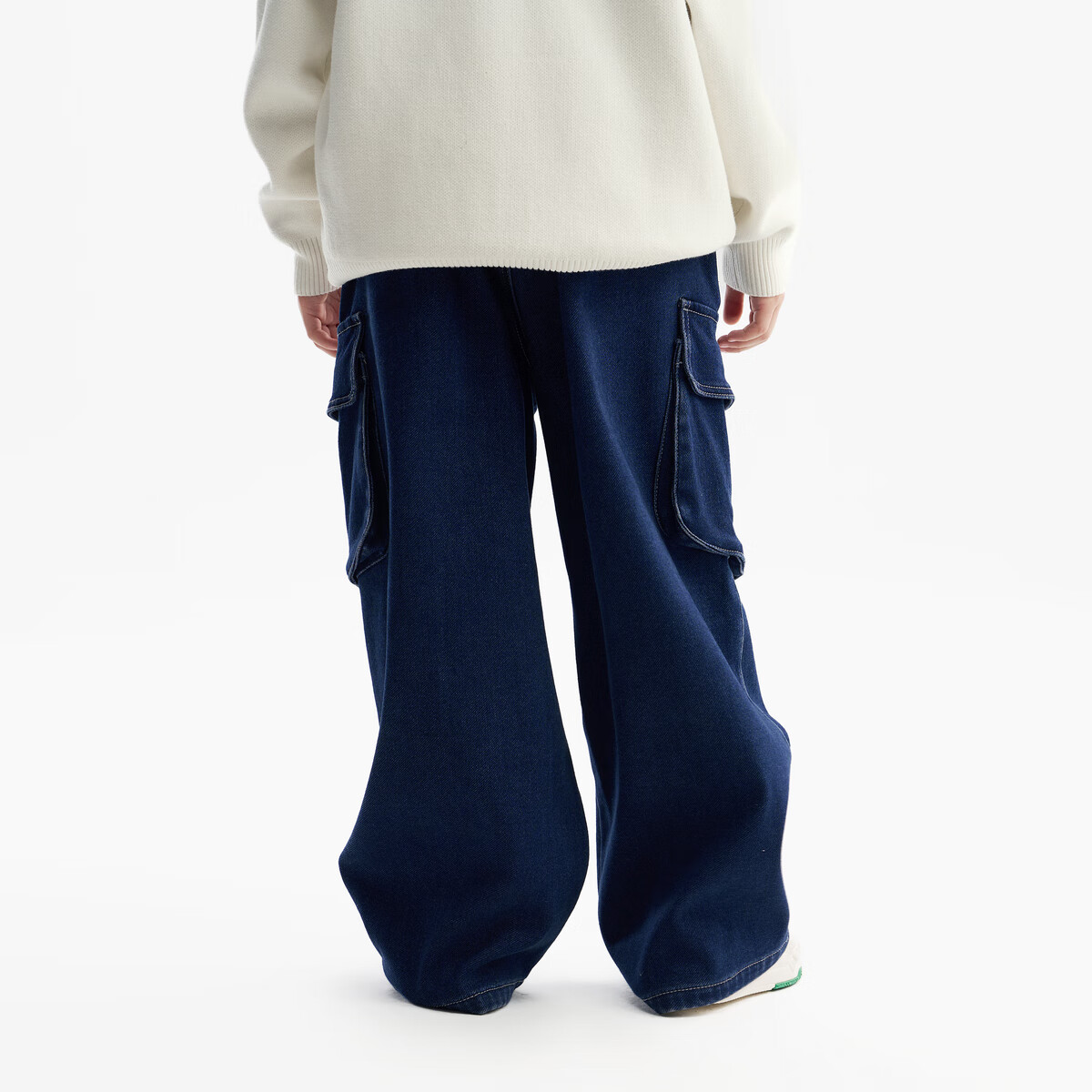 马骑顿[蓄暖]MQD童装男童牛仔裤25冬新款儿童针织摇粒绒直筒加厚长裤子 中牛仔蓝 140