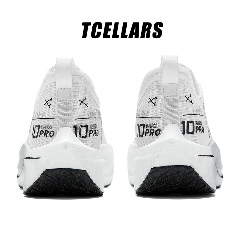 Tcellars跑步鞋男鞋春季新款减震回弹碳板跑鞋厚底耐磨专业竞速运动鞋子 波普白 39