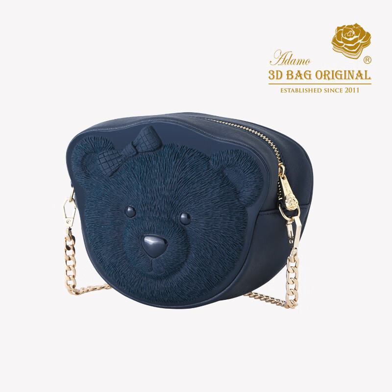 ADAMO蝴蝶熊单肩包3D立体包女生时尚创意斜挎包迷你小包包 深蓝色