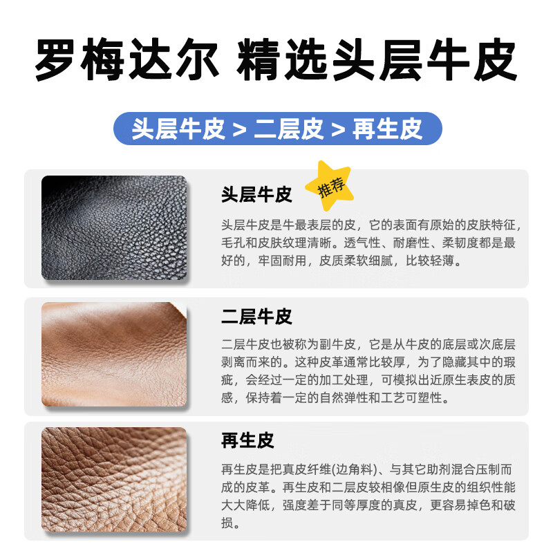 罗梅达尔牛皮商务休闲双肩包出差旅行包男15.6寸电脑包男背包大容量双肩包 黑色--高40*宽30*厚13cm 15英寸