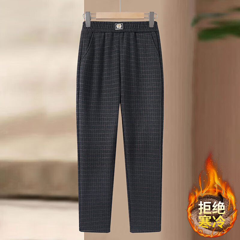 情罗兰（QINGLUOLAN）老年人棉裤70-80岁老太太冬季加绒加厚女裤妈妈裤子女士保暖裤 黑色 加绒 XL 【80-100斤】