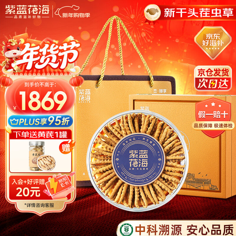 紫蓝花海冬虫夏草 3根/g 20克 约60根新干虫草礼盒营养品【健康礼盒】