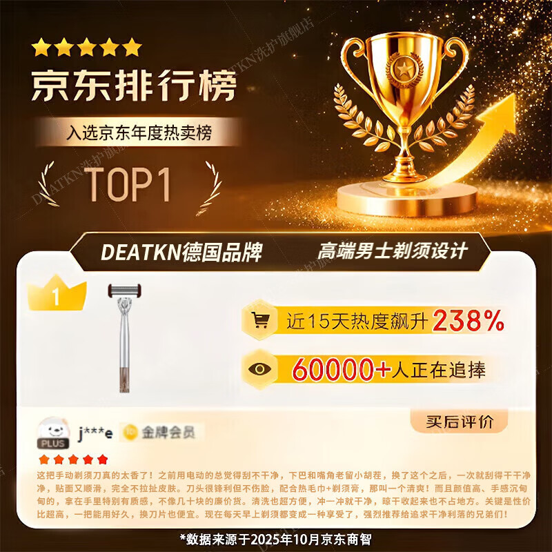 DEATKN德国高端手动剃须刀男士防刮伤2026新款八层刀片硬胡子专用旅行便携款金属刀头刮胡刀修脸百万热销 【1刀架+6个刀头+剃须膏+收纳盒】爆款套组