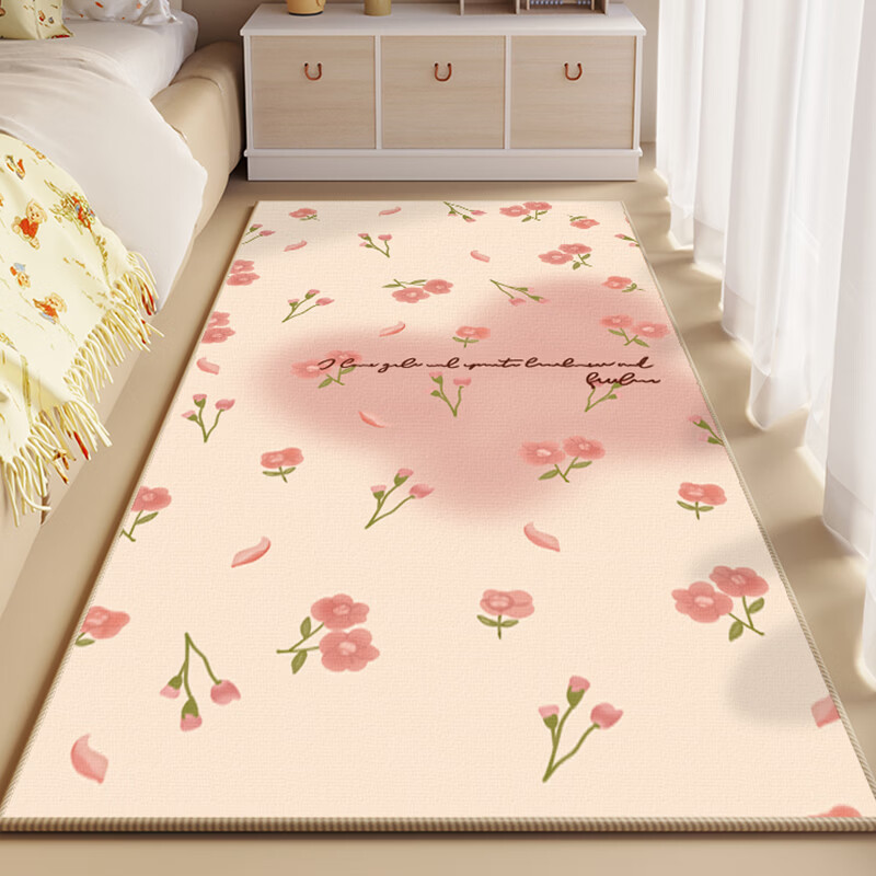 KAYE卧室床边毯儿童房间客厅卧室阳台飘窗榻榻米床前床下地垫子可定制 SJR-K红色發胡了 60X160cm