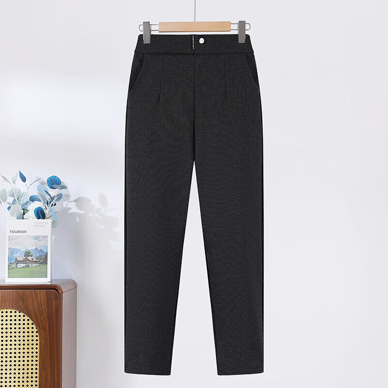 情罗兰（QINGLUOLAN）老年人加绒加厚裤子女冬季宽松妈妈棉裤50-60岁休闲裤女士长裤子 深灰  加绒 XL 【80-100斤】