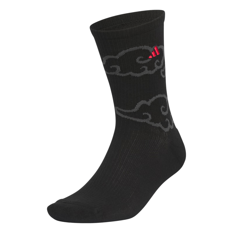 adidas一双装抗菌舒适日常百搭基础款袜子男女阿迪达斯官方   黑色/能量红/深灰   XS