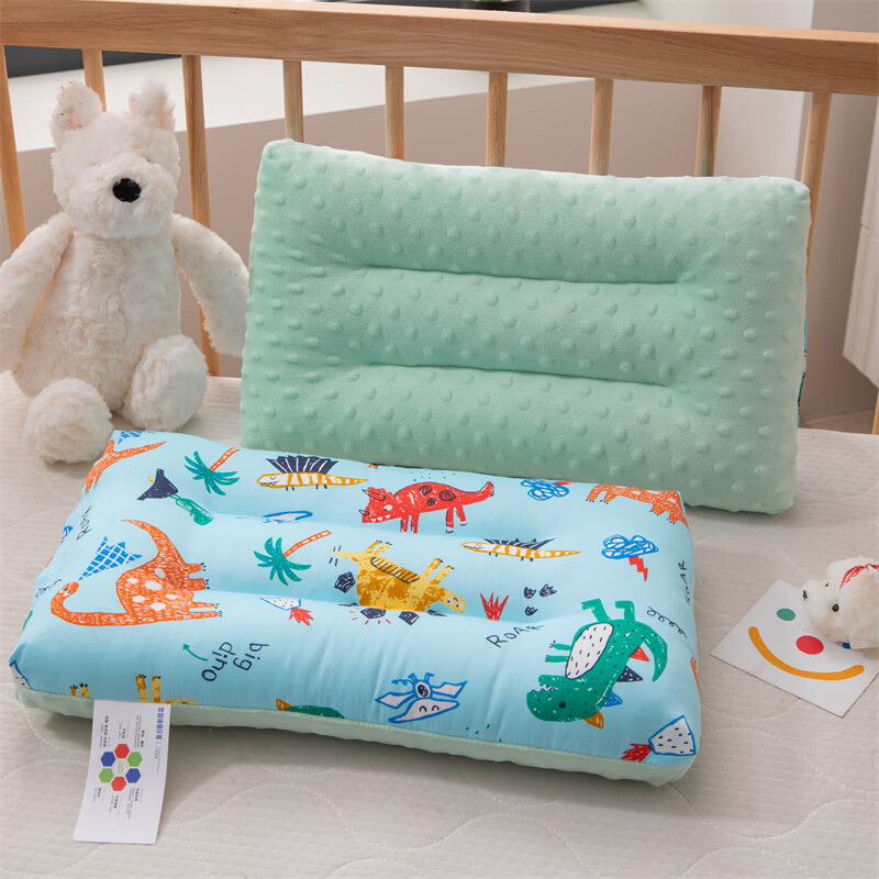 江南猫婴儿童枕头护颈枕睡眠颈椎病深度睡眠豆豆枕芯一套一芯学生宿舍FX 大童款【豆豆枕】蓝色50*30cm1只