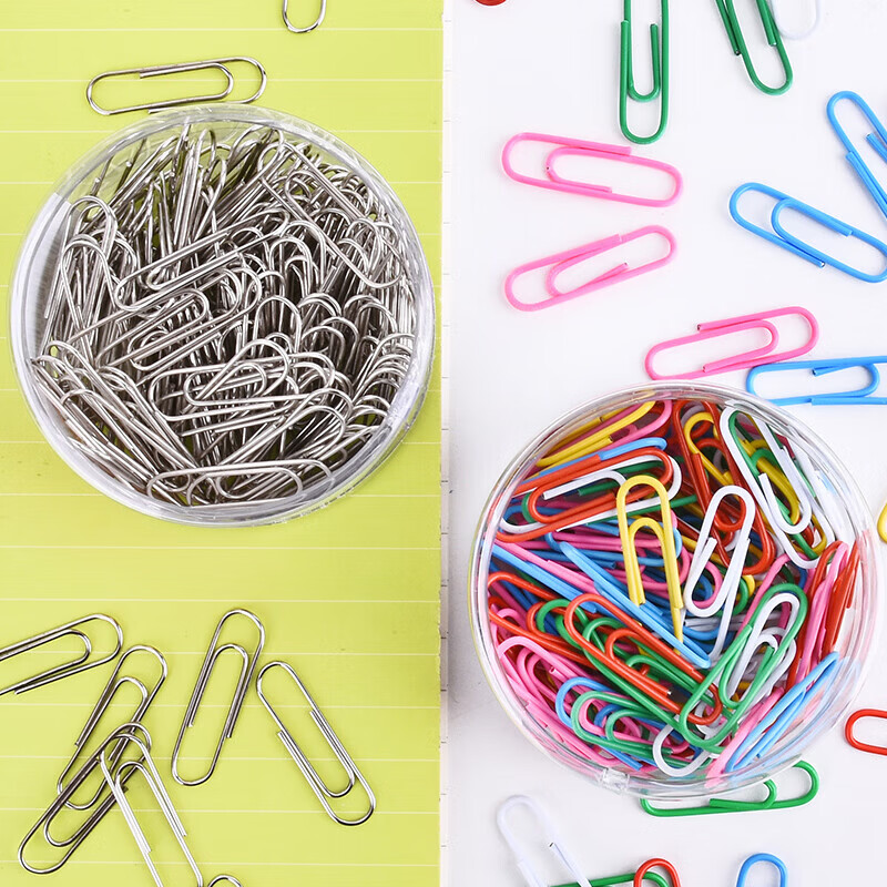 创易【严选直发】 镀镍金属彩色回形针筒装办公用品大全防锈回型曲别针办公室文具盒装办公用品 莫兰迪色回形针-3盒/480枚