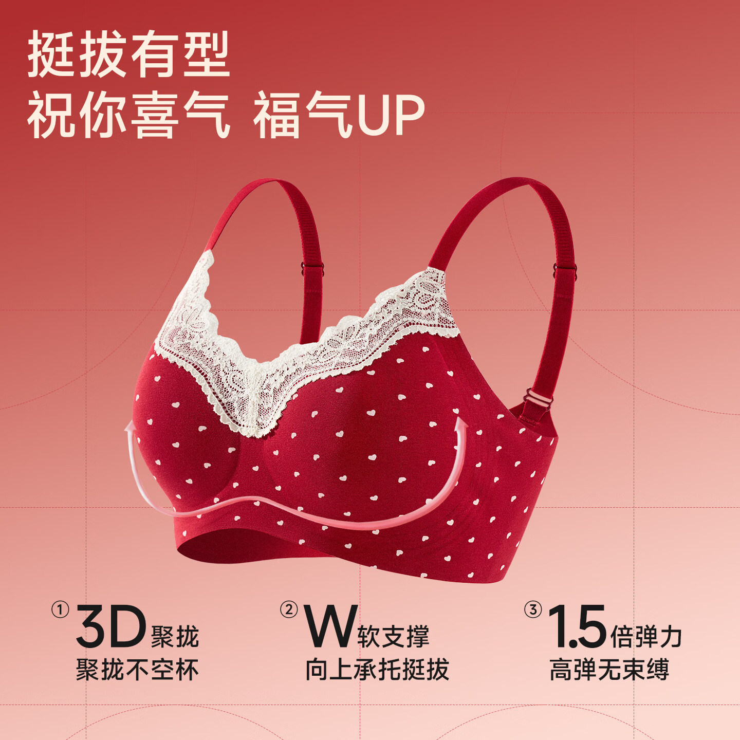 都市丽人蕾丝花边红色本命年内衣套装舒芙蕾透气舒适聚拢软支撑美背文胸罩 【红运礼盒装】 L 【75ABC体重建议100-115斤】
