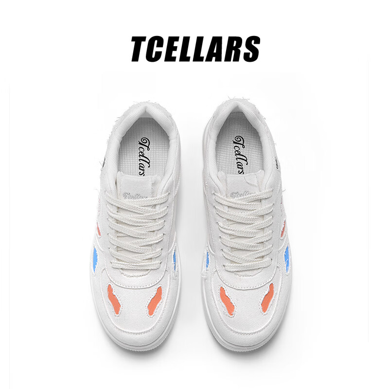 Tcellars男鞋板鞋男2026春季新款潮鞋低帮厚底小白鞋百搭运动休闲鞋子男 影风白 39