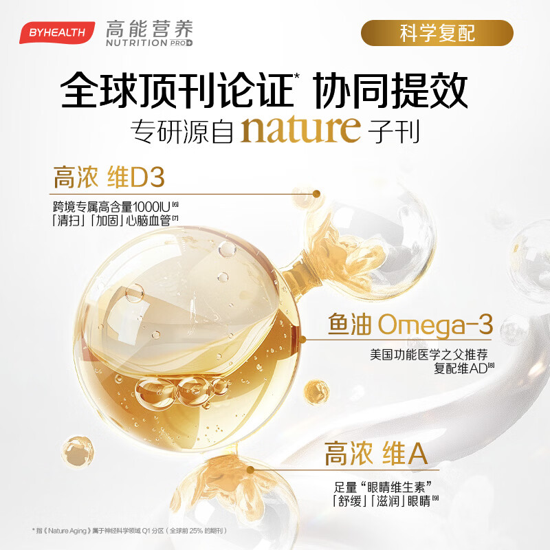 BYHEALTH深海鱼油omega-3高纯度95%以上EPA辅助降血脂三高中老年人dha 【巩固装 90%首选】鱼油 60粒*3盒