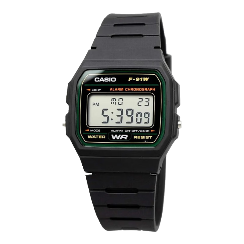 卡西欧（CASIO）【日本直邮】卡西欧F-91W系列本拉登同款腕表复古小方块 F-91W【黑色】