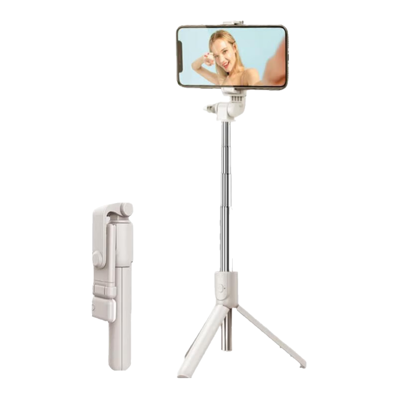 手机支架自拍杆三脚架落地通用拍照神器360度旋转旅游便携蓝牙遥控一体手持直播支架拍摄防抖稳定 0.75米白色/三角支撑底座/15米蓝牙遥控