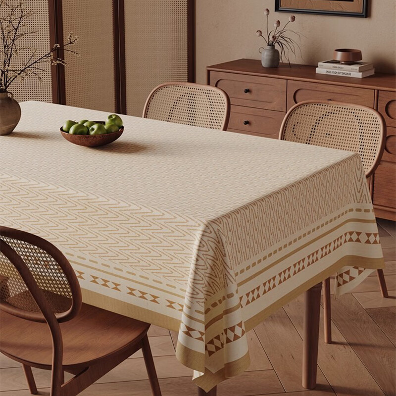 无印良品【活性印染】简约餐桌布2025新款防水防油免洗轻奢高级感茶几桌布 所见【无印精选】店铺爆款 120*120CM【桌长0.5到0.6小方桌/圆桌】