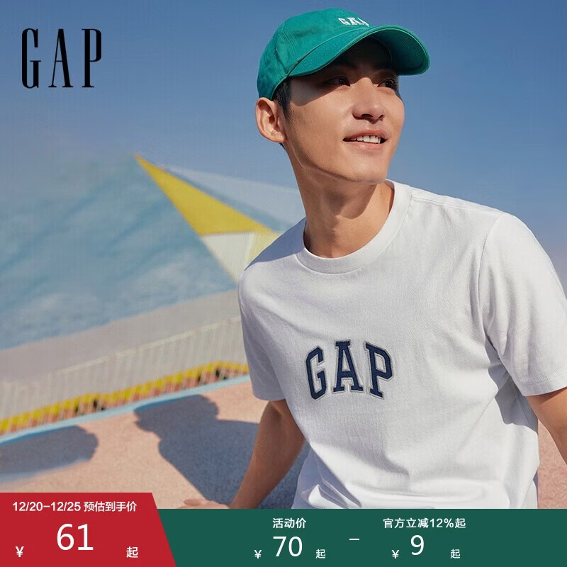 盖璞男女装2025春季新款棉质字母logo短袖T恤常规上衣美版570044