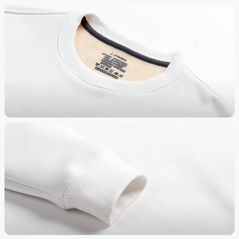 红豆华夫格圆领卫衣25秋冬新款纯色肌理圆领加绒加厚长袖卫衣毛衣男 白色W1 XL 180/96A 推荐70-80公斤