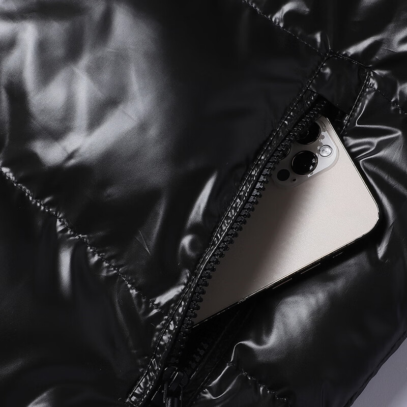 迈途【加厚保暖】黑金棉服连帽可脱卸秋冬高级感外穿外套防寒棉袄男女 黑金棉衣 XL