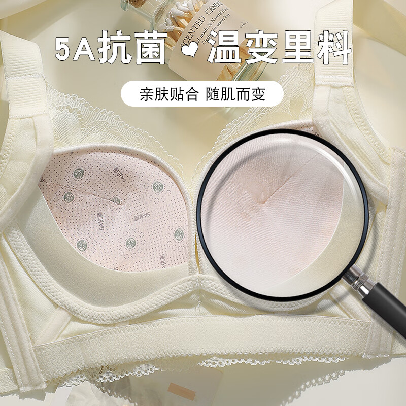 古今(GUJIN)内衣女士文胸罩小胸显大聚拢提拉防垂收副乳不空杯性感蕾丝 虾粉色 小胸升杯 75B