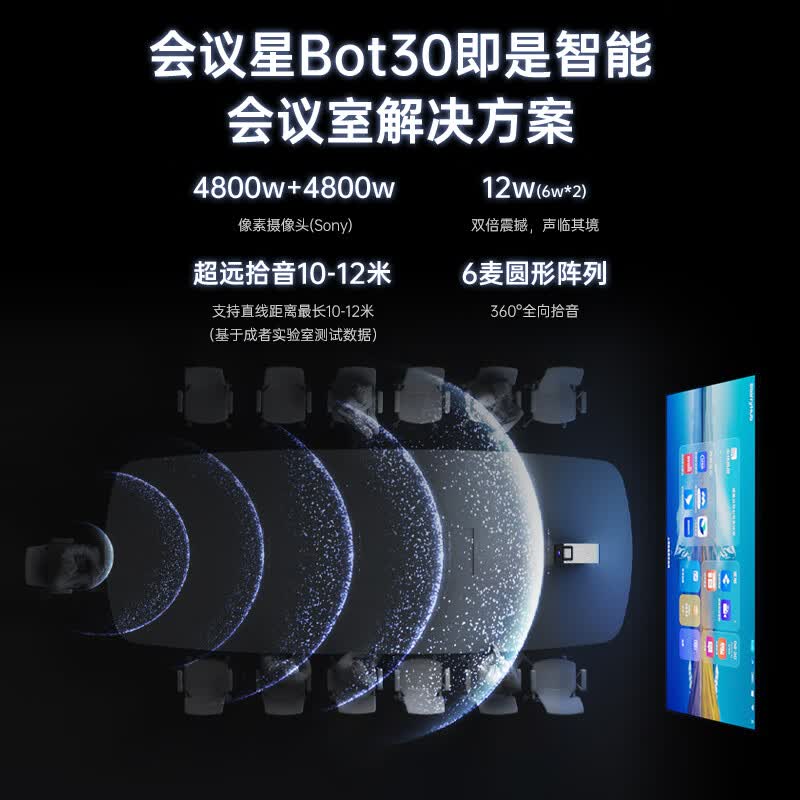 成者会议星bot20视频会议摄像头全向麦克风 无线投屏会议拾音器音响一体机 会议室专用AI会议主机 会议星Bot30【会议主机】
